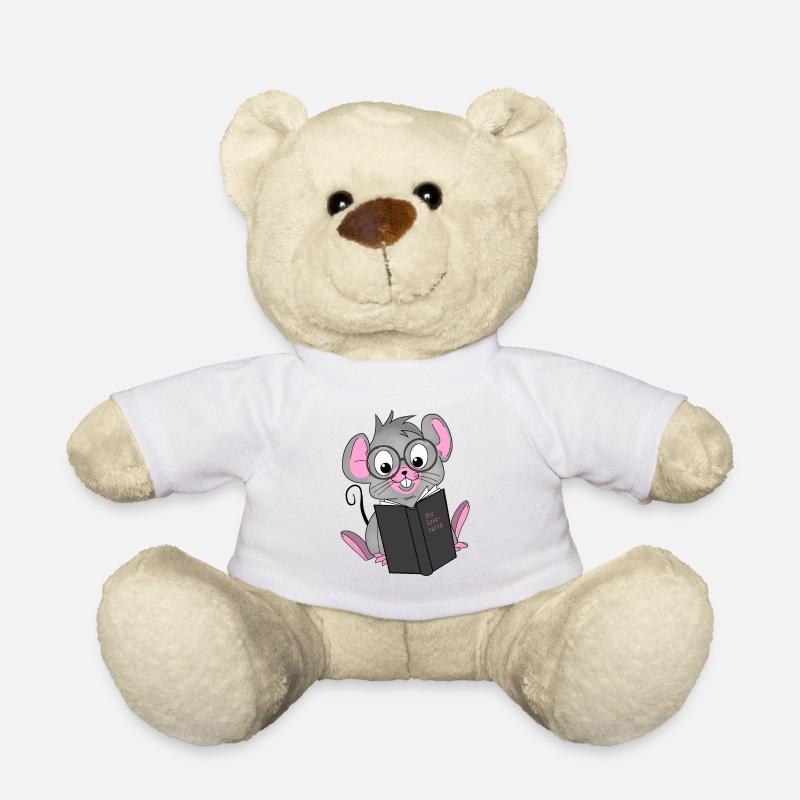 Leseratte, Buch, Maus - Teddy - Weiß