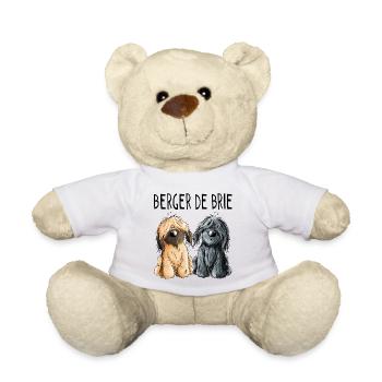 Zwei Berger de Brie - Briard - Comic - Geschenk - Teddy - Weiß - Vorne