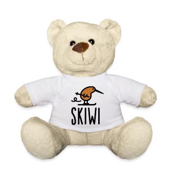 Skiwi Kiwi Vogel Neuseeland Skifahren cartoon - Teddy - Weiß - Vorne