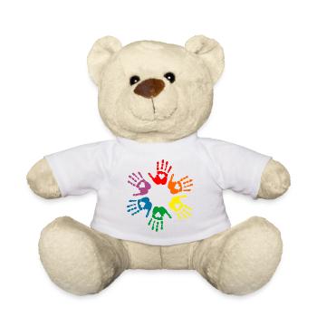 Lgbt Regenbogen Handabdrücke, Gay Pride - Teddy - Weiß - Vorne