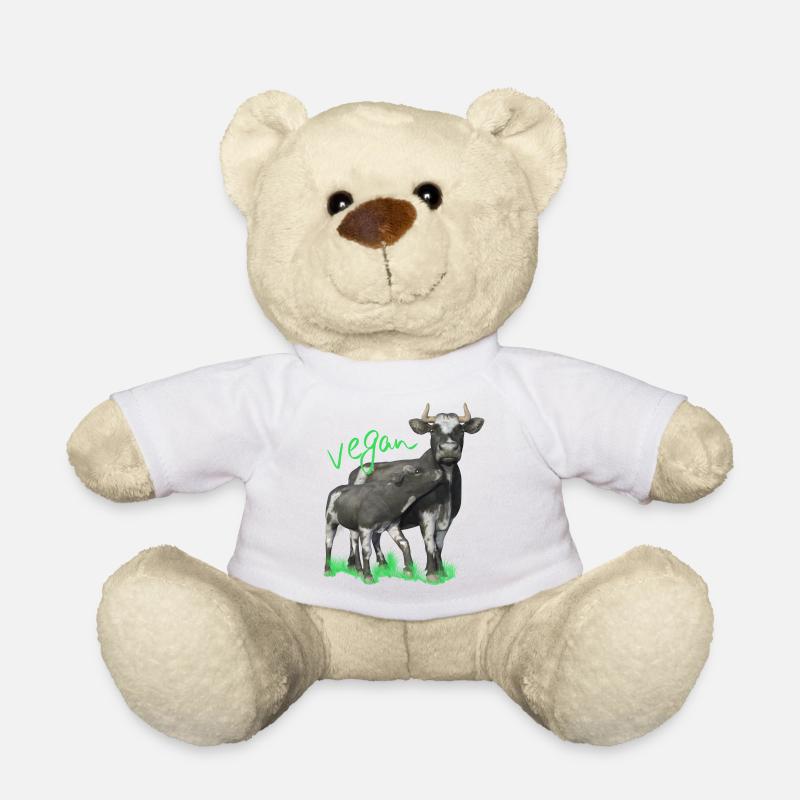 Kuh mit Kalb - vegan - Teddy - Weiß