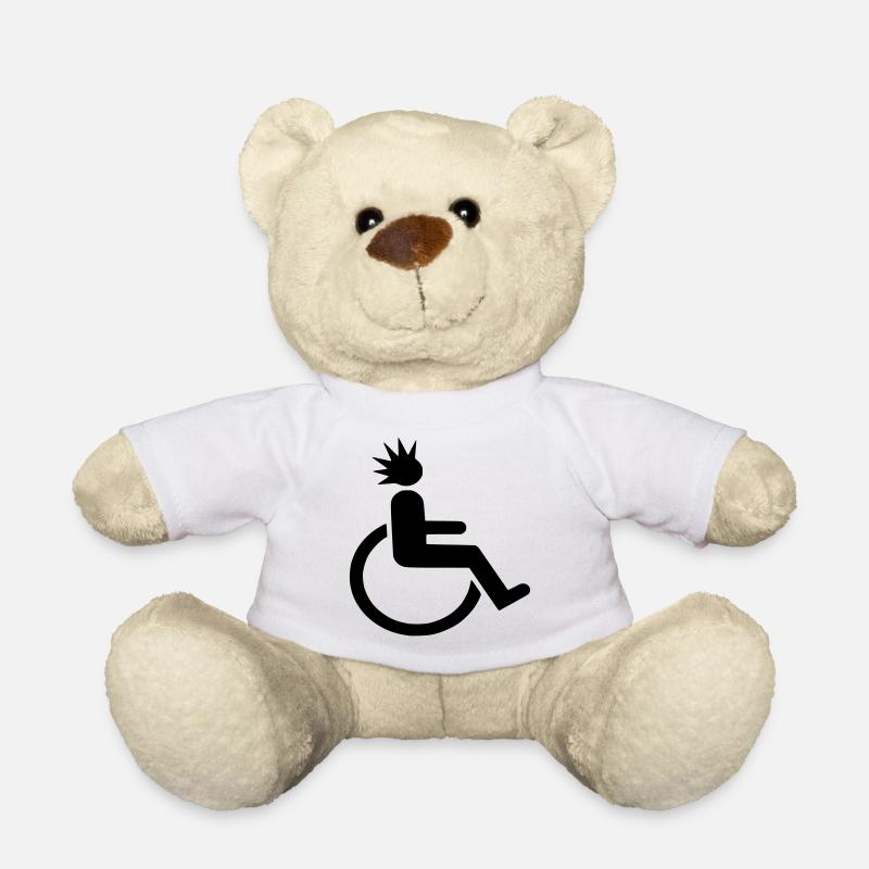 Rollstuhlfahrer mit Punk-Frisur # - Teddy - Weiß