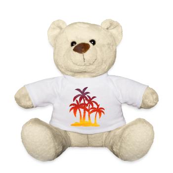 Sunset palm summer - Teddy Bear - white - Front