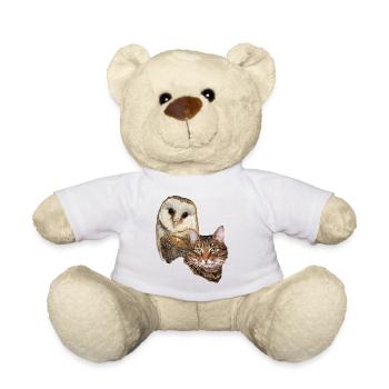 Cat and owl - Teddy Bear - white - Front