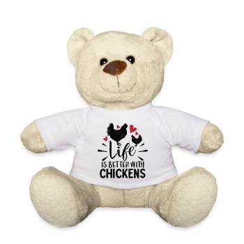La vie est meilleure avec l'idée de cadeau de poulets - Nounours - blanc - Devant