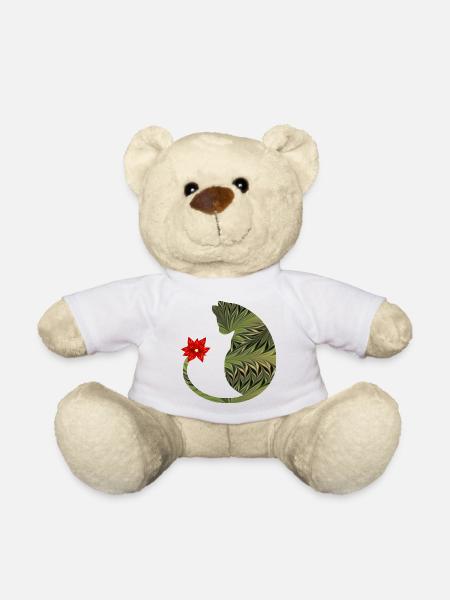 katze mit blume e 101 - Teddy - Weiß