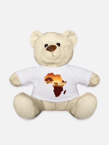 African Safari Map - Teddy Bear - white
