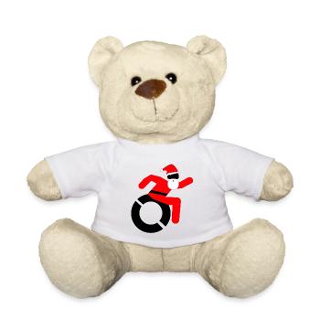 Santa Claus in a wheelchair, especially for Christmas # - Teddy Bear - white - Front