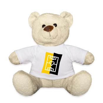 Fußballfeld mit Herz Vereinsfarben gelb schwarz - Teddy - Weiß - Vorne