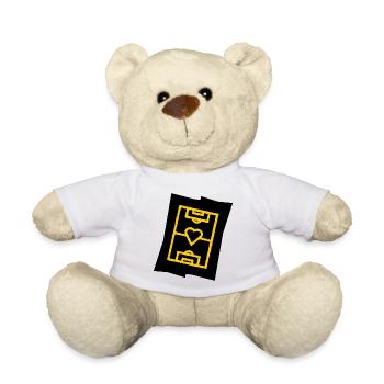 Fußballfeld mit Herz Vereinsfarben gelb schwarz - Teddy - Weiß - Vorne