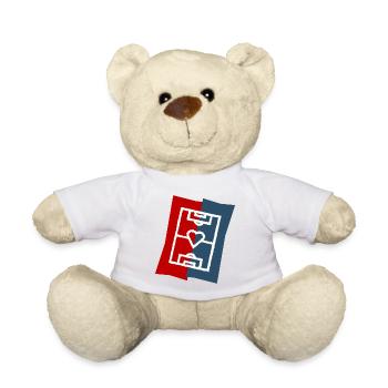 Fußballfeld mit Herz Vereinsfarben rot blau - Teddy - Weiß - Vorne