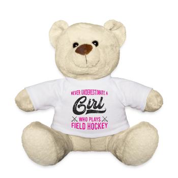 Mädchen, das Feldhockey spielt Geschenk Feldhockey - Teddy - Weiß - Vorne