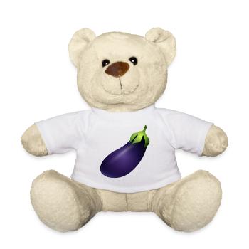 large violet glowing aubergine - Teddy Bear - white - Front