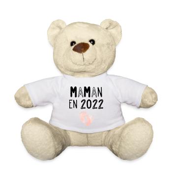 Maman - 2022 - Cadeau - Naissance - Anniversaire - Nounours - blanc - Devant