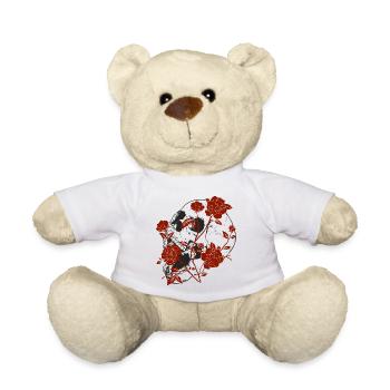 Flowers and Roses - Teddy Bear - white - Front