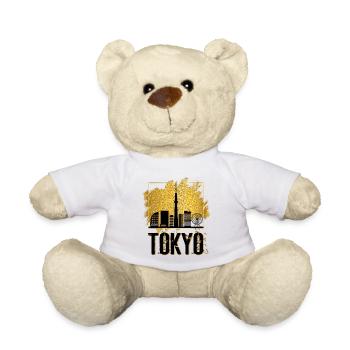 Tokyo Tokio Japan Asien Skyline Stadt Flagge Gold - Teddy - Weiß - Vorne
