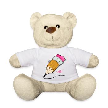 Buntstift Doodle Stil - Teddy - Weiß - Vorne