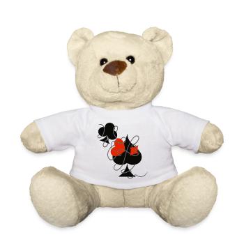 Glück im Spiel … | Spielkarten | Geschenkidee - Teddy - Weiß - Vorne
