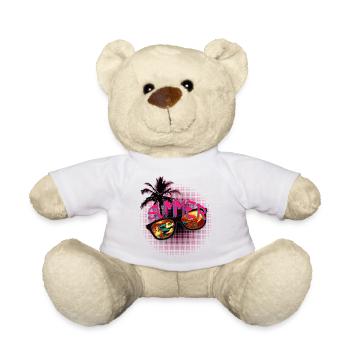 Sommer Sonne Sonnenbrille und Palmen - Teddy - Weiß - Vorne