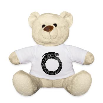 Verschlingender Schwarzer Drache - Teddy - Weiß - Vorne