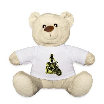 Motocycliste Nakedbike jaune - Nounours - blanc - Devant