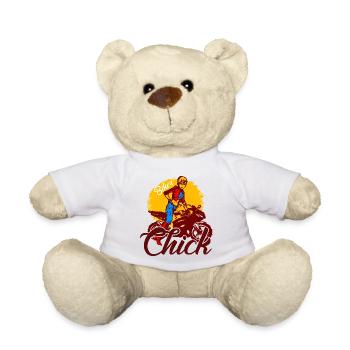 Anime Biker Biker Motorcycle Motorcyclist Chick - Teddy Bear - white - Front