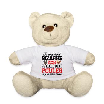 Poule Poulet Coq Poulailler Cadeau Humour Jaune - Nounours - blanc - Devant