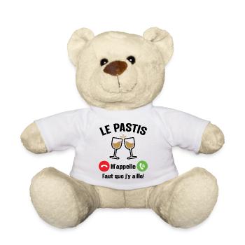 Le pastis m'appelle - Cadeau humour apéro alcool - Nounours - blanc - Devant