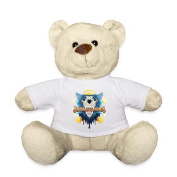 Hellhound Skull Gold - Demonic Wolf & Cookie Bone - Teddy Bear - white - Front