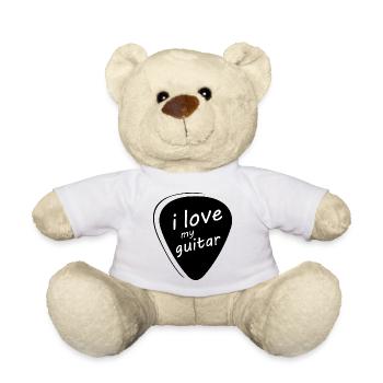 I Love Guitar Guitar Picks Picking Symbol Icon - Teddy Bear - white - Front