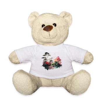 Illustration à l’aquarelle japonaise - Nounours - blanc - Devant
