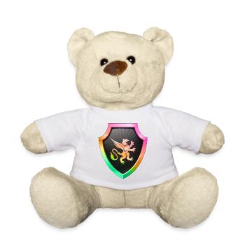 Schild Logo eSports Emblem Schwert Wappen Symbol Löwe - Teddy - Weiß - Vorne