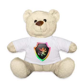 Schild Logo eSports Emblem Schwert Wappen Symbol Löwe - Teddy - Weiß - Vorne