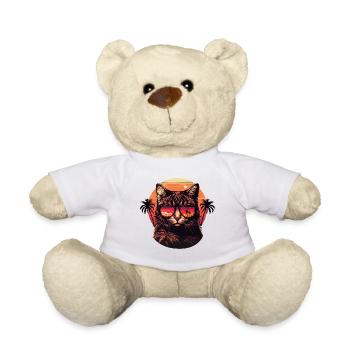 80er Jahre Style Cat Illustration - Teddy - Weiß - Vorne