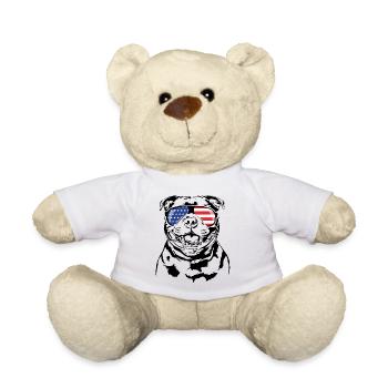 STAFFORDSHIRE BULL TERRIER America Flag Dogs - Teddy Bear - white - Front