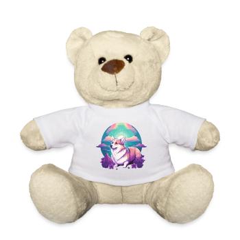 Corgi with Flowers Illustration - Teddy Bear - white - Front