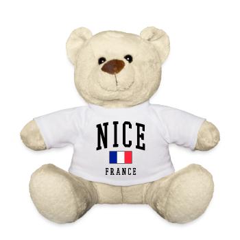 Nice - France - Drapeau - Nounours - blanc - Devant