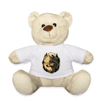 Wolf Art Head Wolf's Head Nature Wilderness Vintage - Teddy Bear - white - Front
