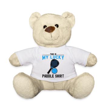This is my lucky padel t-shirt. Funny - Teddy Bear - white - Front