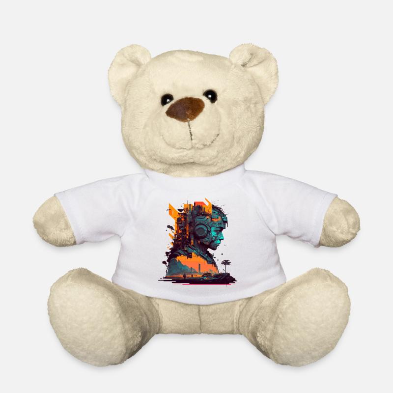 Top-class sci-fi artwork with cyborg - Teddy Bear - white