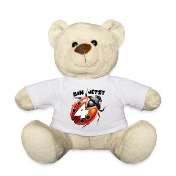Marienkäfer bin jetzt 4 Jahre Geschenk - Teddy - Weiß - Vorne