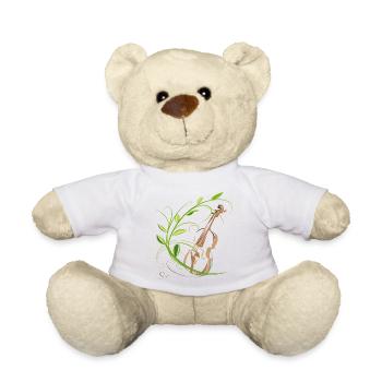 Violine mit Blumenranke, Musiker - Teddy - Weiß - Vorne