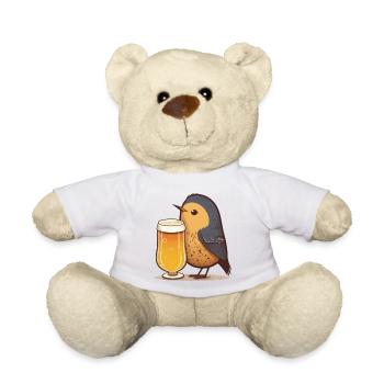Kleiner Vogel mit Bier - Teddy - Weiß - Vorne