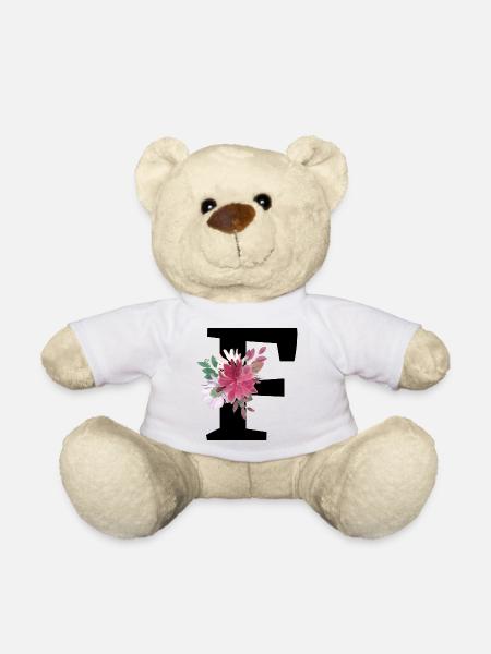 Lettre f floral - Nounours - blanc