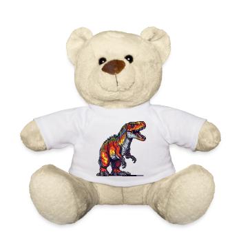 Pixel Tyrannosaurus Rex aux couleurs vives - Nounours - blanc - Devant