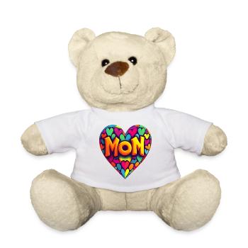 Mother's Day Heart Colorful - Teddy Bear - white - Front