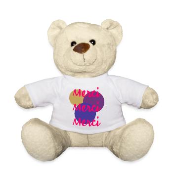 MERCI. THANKS. THANK YOU. ANNIVERSAIRE. NAISSANCE. - Nounours - blanc - Devant