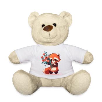 Panda roux à fleurs - Nounours - blanc - Devant