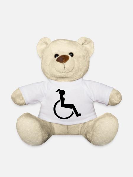 Logo der Dame oder des Mädchens im Rollstuhl. Bild* - Teddy - Weiß