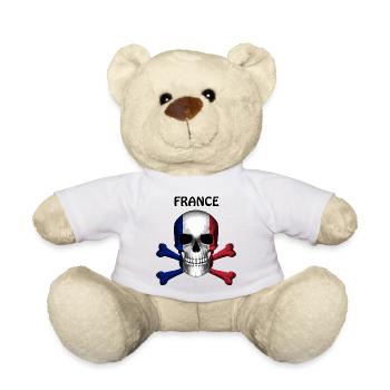 Skull Jolly Roger Pirate Flag France R6Z - Teddy Bear - white - Front